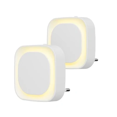Afbeelding van YUNLEX Set van 2 nachtlampjes met schemeringssensor, indirect licht, instelbare helderheid voor kinderkamer, hal, trap, slaapkamer, keuken, badkamer, warm wit