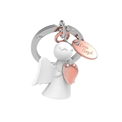 Image de Metalmorphose Porte clés zinc alloy angel blanc, rose gold