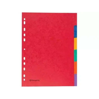 Afbeelding van Pergamy Tabbladen Ft A4, 11 gaatsperforatie, Stevig Karton, Geassorteerde Kleuren, 6 Tabs