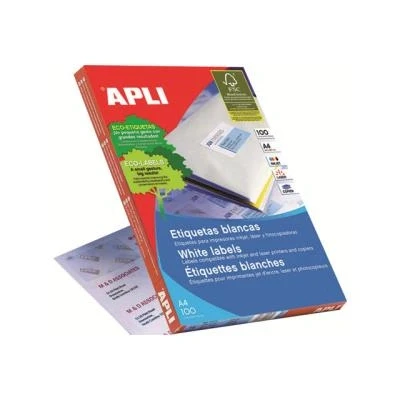 Afbeelding van Apli witte etiketten ft 105 x 57 mm (b h), 1.000 stuks, 10 per blad (1278) etiket