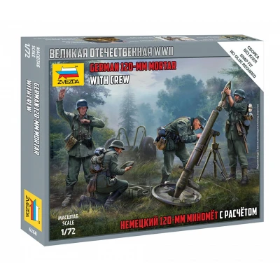 Afbeelding van 1:72 Zvezda 6268 German 120 mm Mortar w/Crew Plastic Modelbouwpakket