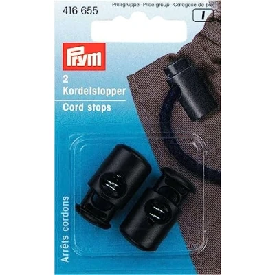 Afbeelding van Koordstoppers met 1 gaatje kunststof zwart 2 stuks