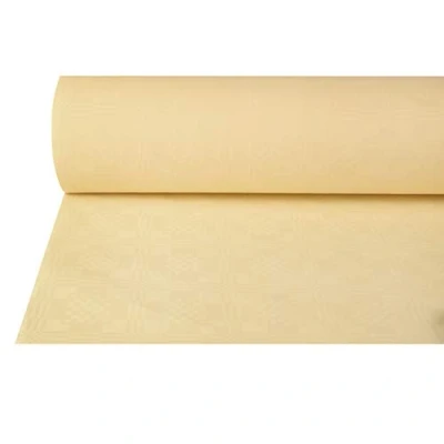 Afbeelding van DeinPack 1 rol tafelkleed m x 50 vanille damast wegwerptafelkleed lang en breed ideaal voor alle feesten, verenigingsfeesten, feesten