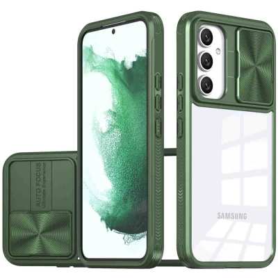 Afbeelding van iMoshion Hoesje Geschikt voor Samsung Galaxy S23 FE Camslider Backcover Donkergroen