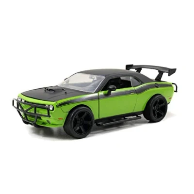 Afbeelding van Jada Toys Fast &amp; Furious Dodge Challenger, SRT8, Off Road, speelgoedauto van Die cast, deuren om te openen, kofferbak en motorkap, schaal 1:24, groen, 253203043, meerkleurig