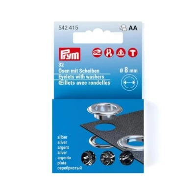 Afbeelding van Prym 542415 Navulset voor ogen met sluitringen, 8 mm, zilverkleurig