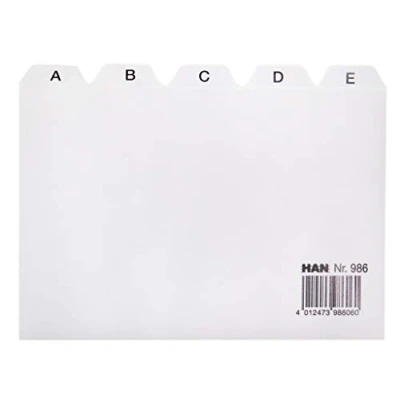 Image de Han 986 intercalaires pour boîte bac à fiches onglets répertoire a z polypropylène gris format a6