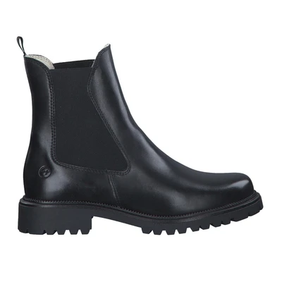 Afbeelding van Tamaris gevoerde dames chelsea boots enkellaars leer zwart