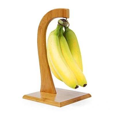 Afbeelding van Relaxdays bananenhouder SHELDON bamboe bananenhanger hout met ophanghaak bananenhaak