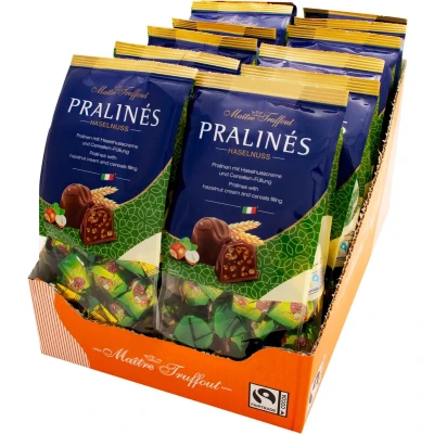 Afbeelding van Praline melkchocolade hazelnoot &amp; granen 300g Doos 12 stuks
