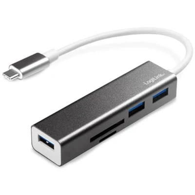 Image de LogiLink USB C 3 Port Hub with Card Reader Concentrateur (hub) x SuperSpeed 3.0 de bureau