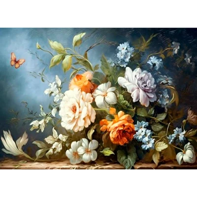 Afbeelding van Rijstpapier, boeket, blauw, 29 x 40 cm (1 stuk) voor meubels poster ambachtelijke decoupage CRAFT KREATIVELY