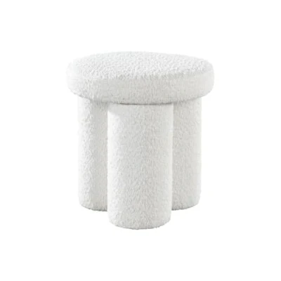 Afbeelding van Vente unique Poef van witte boucléstof CONOMO L 38 cm x H 40.5 D