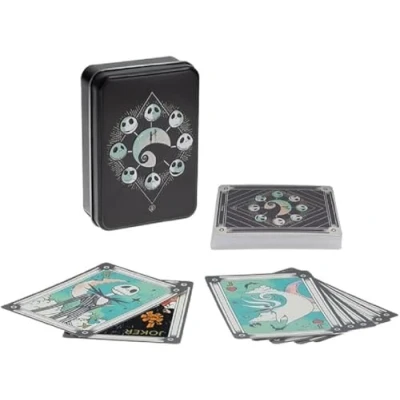 Afbeelding van Paladone The Nightmare Before Christmas speelkaarten in verzameldoos officieel gelicentieerd Disney product, standaard spel met 52 kaarten karakterillustraties, cadeau