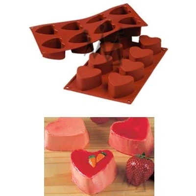 Afbeelding van Silikomart 20.040.00.0060 SF040 bakvorm hartvorm, 8 bakjes, siliconen, terracotta