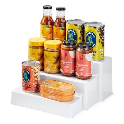 Afbeelding van YouCopia ShelfSteps Organizer voor voorraaddozen met 3 planken, verstelbaar, voorraadkast en keukenkast