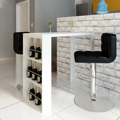 Afbeelding van Bartafel met wijnrek MDF hoogglans wit