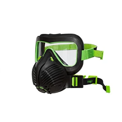 Afbeelding van Stealth Air+Vis ademmasker met veiligheidsbril, vervangbaar HEPA filter deeltjesfilter, stofmasker comfortabele banden, robuuste veiligheidsbril voor