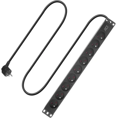 Afbeelding van ACT Stekkerdoos PDU 19&quot; CEE7/7 9 voudig type E, 3m H05VV F 3G1.5 PD3023