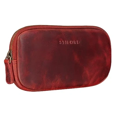 Afbeelding van STILORD &#039;Mike&#039; pennenetui, vintage leer, ideaal als tas voor werk, school, organizer, potloden, brillenetui van echt Kara Rosso, Modern