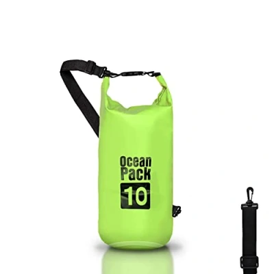 Afbeelding van Waterdichte Rugzak 5/10/20L Liter, Dry Bag Zee, Pouch Case Verstelbare Schouderriem voor Boot Vissen Rafting Strand Watersport, Beschermen Telefoon/Zilver/Kaart/Sleutel, Groen,