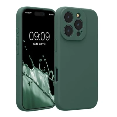 Afbeelding van kwmobile telefoonhoesje geschikt voor Apple iPhone 16 Pro TPU backcover met siliconen coating Smartphone case in dennengroen