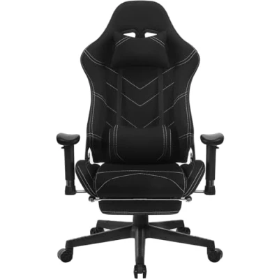 Afbeelding van WOLTU gamingstoel, ademende stof, ergonomisch, voor volwassenen en kinderen, gamer met voetensteun, hoge rugleuning, draaistoel, kantoor, Livestream, zwart