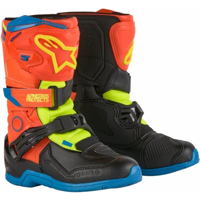 Afbeelding van Alpinestars Tech 3S Jeugd Crosslaarzen Fluor Oranje / Blauw Geel maat 5 = 38