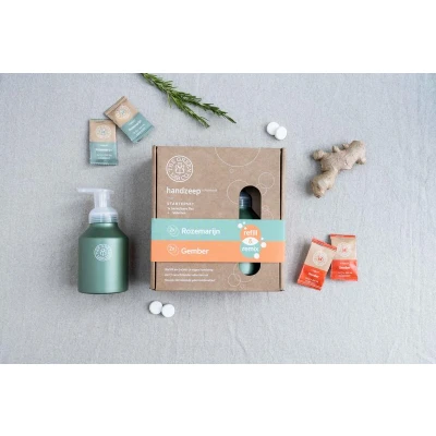 Afbeelding van The Green Lab Co. Starterset Handzeep Tabletten Rozemarijn &amp; Gember