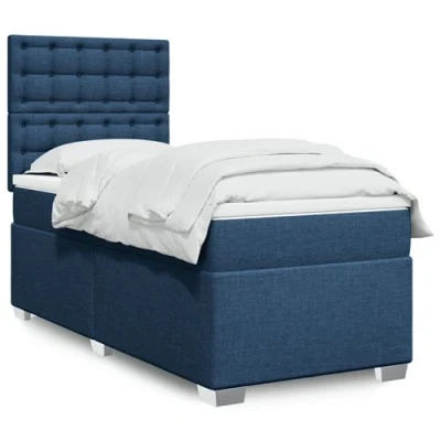 Image de vidaXL Sommier à lattes de lit avec matelas Bleu 80x200 cm Tissu