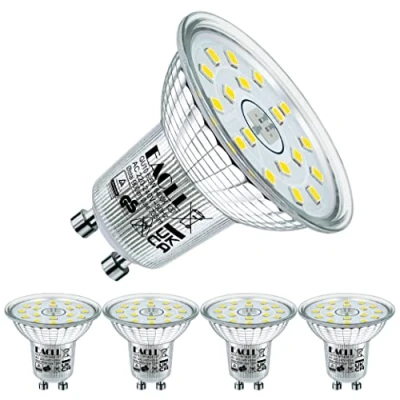 Afbeelding van EACLL Ledlamp, GU10, koudwit, 6400 K, 6,5 W, komt overeen met halogeen 100 4 stuks, 735 lm, niet dimbaar, flikkerloos, brede stralingshoek 120 graden, spot, AC 230 V, kortere reflectorlamp