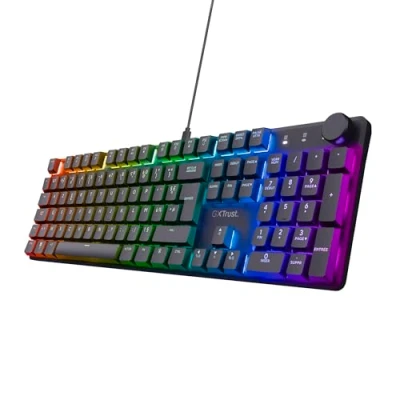 Afbeelding van Trust Gaming GXT 866 Torix mechanisch toetsenbord, AZERTY, Frans, lineaire Huano schakelaars, RGB verlichting, anti ghosting N Key Rollover USB, programmeerbaar gamer laptop, zwart