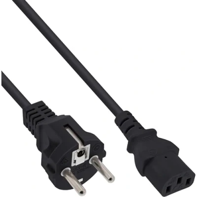 Image de InLine Câble d&#039;alimentation power CEE 7/7 (M) droit pour IEC 60320 C13 50 cm moulé noir