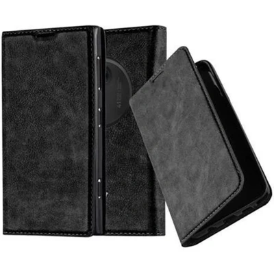 Afbeelding van Cadorabo Hoesje geschikt voor Nokia Lumia 1020 in ZWARTE NACHT Beschermhoes met magnetische sluiting, standfunctie en kaartvakje Book Case Cover Etui