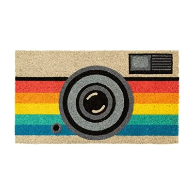 Image de Fisura Paillasson déco en fibres de coco 70 x 40 cm Retro camera