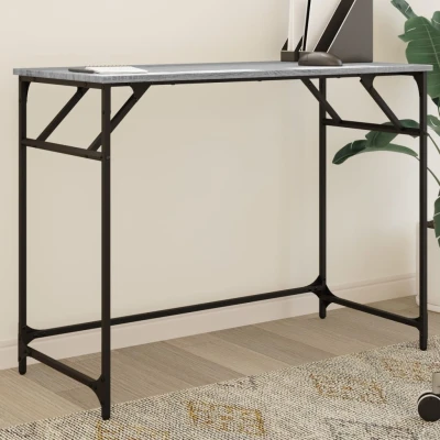 Afbeelding van Bureau 100x45x76 cm hout en gepoedercoat staal grijs sonoma
