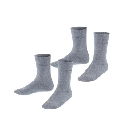 Image de ESPRIT Foot Logo 2 Pack K SO coton unies lot de paires, Chaussettes Mixte enfant, Gris (Light Grey Melange 3390), 23 26