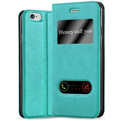 Afbeelding van Cadorabo Hoesje geschikt voor Apple iPhone 6 PLUS / 6S in MUNT TURKOOIS Beschermhoes met magnetische sluiting, standfunctie en 2 kijkvensters Book Case Cover Etui