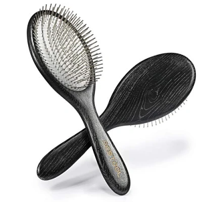 Afbeelding van BESTOOL Haarborstel, ontwarrende borstel met metalen borstelharen voor vrouwen/mannen/kinderen, ontwarren en masseren, dagelijks gebruik nat droog (ovaal)