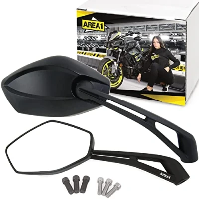 Afbeelding van Area1 Motorfiets achteruitkijkspiegel set scooter (rechts + links) e gestuurd, 2 x M10 rechts 1 links M8 ATV, quad. compatibel met (E800)
