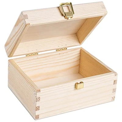 Afbeelding van Creative Deco Houten Kist Doos Met Gouden Gesp 21,4 x 13,8 10 cm Sieradendoos, Speelgoed en Gereedschap