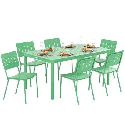 Afbeelding van Outsunny Patio Eetset Staal 150x90x72cm Groente