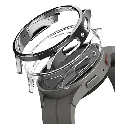 Afbeelding van Ringke 2 stuks 45 mm dunne hoes compatibel met Samsung Galaxy Watch 5 Pro harde PC zonder beschermfolie transparant en donker chroom