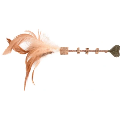 Afbeelding van Flamingo Topsy Speelgoed Katten Ps Stokje Hout+hartje Matatabi Natuur 25cm 1st 130835