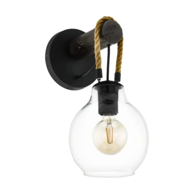 Afbeelding van EGLO Roding Wandlamp E27 35 cm Zwart/Bruin
