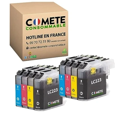 Image de COMETE LC223 8 Cartouches d&#039;encre Compatible Brother LC221 Marque française