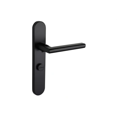 Afbeelding van Lavuzo deurkruk Teramo Zwart met afgerond schild WC63/8 badkamersluiting Per set Deurklink