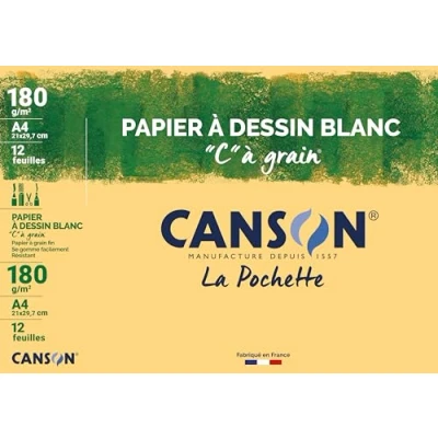 Image de CANSON Papier à dessin blanc &#039;C&#039; grain, format A4,180 g/m2