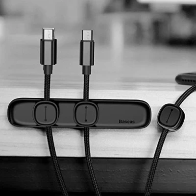 Afbeelding van Baseus Peas Magnetic Cable Clip USB Kabelhouder Organizer 3 Magnetische Clips Kabel Zwart