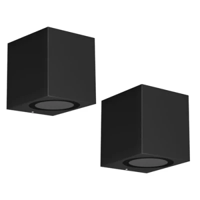 Afbeelding van ledscom.de 2 stuks ALSE wandlamp voor buiten, IP54, downlight, matzwart, vierkant, 1 x GU10 max. 35 W